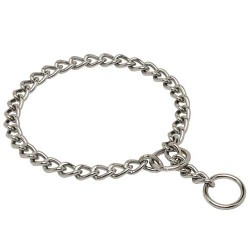 "Great Hugger" Chrome Plated Short Link Chain Collar with Round Chain - 4.0 mm