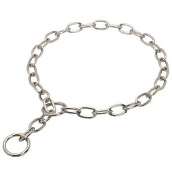 "Keeper of the Fur" Chrome Plated Medium Sized Link Chain Collar with Fur Saving Links - 3.4 mm