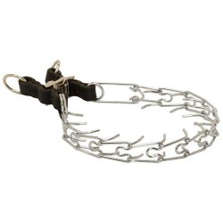 "Taming Loop" Stainless Steel Dog Pinch Collar with Click-Lock Buckle and Nylon Loop (3.2 mm x 20 inches)